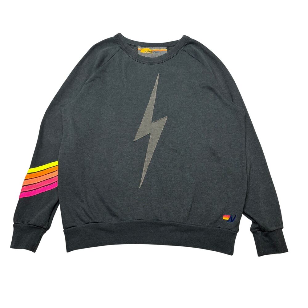 Aviator Nation Bolt Stitch Chevron 5 Crew Sweatshirt Women's Large Loungewear - Picture 1 of 8
